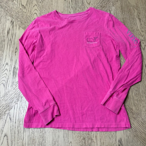 Vineyard Vines Kids Size Large Pink Whale Logo Long Sleeve T-Shirt - Picture 1 of 9